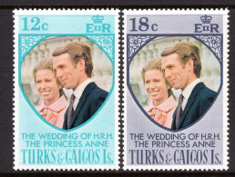 Turks & Caicos Islands 1973 Royal Wedding Set LHM (SG 403-404) - Turks And Caicos