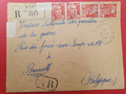 France - Enveloppe En Recommandé De Auchy Lès Hesdin Pour Bruxelles En 1951 - J 436 - 1921-1960: Periodo Moderno