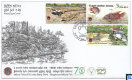 Sri Lanka Stamps 2019, Wasgamuwa National Park, Birds, Fish, Lizard, FDC, 1 Of 2v - Sri Lanka (Ceylan) (1948-...)