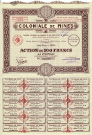 -Titre De 1929 - Coloniale De Mines - Société Anonyme  - - Africa