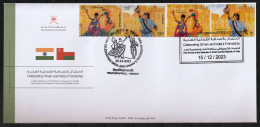 Oman And India 2023 Friendship Mixed FDC - Stamps And Cancellation Of Both Countries. Folk Dances. - Joint Issues
