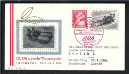 AUTRICHE Ca.1964: LSC Ill. D'Innsbruck Avec CAD "ouverture Des J.O. D'hiver" - Winter 1964: Innsbruck