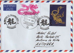 2024.Année Du Dragon (Nouvel An Chinois)letter From Principality Liechtenstein To Principality Of Andorra,with Postmarks - Storia Postale