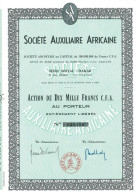 - Titre Colonial - Société Auxiliaire Africaine - à Dakar - Africa