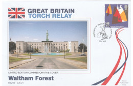 2012 Ltd Edn WALTHAM FOREST OLYMPICS TORCH Relay COVER London OLYMPIC GAMES Sport Event GB Sailing Stamps - Verano 2012: Londres
