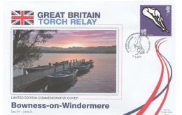 2012 Ltd Edn BOWNESS ON WINDERMERE OLYMPICS TORCH Relay COVER London OLYMPIC GAMES Sport Stamps GB - Verano 2012: Londres