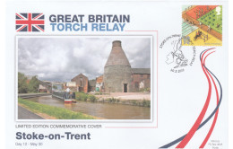 2012 Ltd Edn STOKE ON TRENT OLYMPICS TORCH Relay COVER London OLYMPIC GAMES Sport Horse Fencing Stamps GB - Zomer 2012: Londen