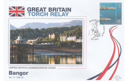 2012 Ltd Edn BANGOR OLYMPICS TORCH Relay COVER London OLYMPIC GAMES Sport Rowing Stamps GB - Zomer 2012: Londen