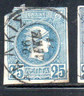 GREECE GRECIA HELLAS 1888 1895 HERMES MERCURY MERCURIO LEPTA 25l USED USATO OBLITERE' - Used Stamps