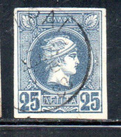 GREECE GRECIA HELLAS 1888 1895 HERMES MERCURY MERCURIO LEPTA 25l USED USATO OBLITERE' - Used Stamps