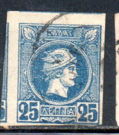 GREECE GRECIA HELLAS 1888 1895 HERMES MERCURY MERCURIO LEPTA 25l USED USATO OBLITERE' - Oblitérés