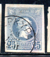 GREECE GRECIA HELLAS 1888 1895 HERMES MERCURY MERCURIO LEPTA 25l USED USATO OBLITERE' - Used Stamps