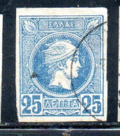 GREECE GRECIA HELLAS 1888 1895 HERMES MERCURY MERCURIO LEPTA 25l USED USATO OBLITERE' - Used Stamps