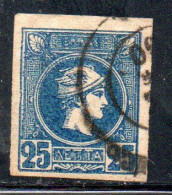 GREECE GRECIA HELLAS 1888 1895 HERMES MERCURY MERCURIO LEPTA 25l USED USATO OBLITERE' - Used Stamps