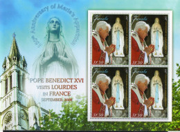 Tuvalu Pope Benediktus XVI Visit Lourdes MNH - Tuvalu