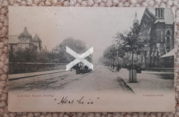 LONDON ROAD DERBY SHOWING HORSE BUS OLD B/W POSTCARD DERBYSHIRE DAMAGED - Derbyshire