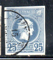 GREECE GRECIA HELLAS 1888 1895 HERMES MERCURY MERCURIO LEPTA 25l USED USATO OBLITERE' - Used Stamps