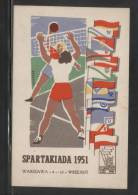 POLAND 1951 SPARTARKIADA SPORTS CHAMPIONSHIPS TYPE 1 VOLLEYBALL Flags - Covers & Documents