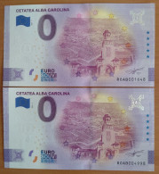 2x 0 Euro Souvenir CETATEA ALBA CAROLINA Romania ROAB 2021-1 Nr. 1648+4998 NORMAL +  ANNIVERSARY!!! - Sonstige – Europa