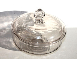 ANCIENNE BONBONNIERE DRAGEOIR BOITE CONFITURIER COMPOTIER En VERRE Du XVIIIe SIECLE, STYLE LOUIS XV D:15cm     (0901.10) - Vidrio & Cristal