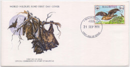 Pteropus Niger Genus Of Megabats, Largest Bats In The World, Fruit Bats Or Flying Fox, Animal Mammals Mauritius FDC 1978 - Bats