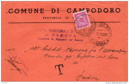 1950  LETTERA CON ANNULLO PIAZZOLA SUL BRENTA PADOVA - Taxe