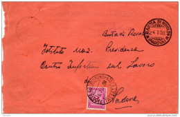 1950  LETTERA CON ANNULLO   BASTIA DI ROVOLON   PADOVA - Postage Due