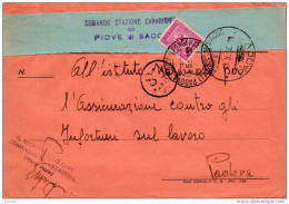 1950  LETTERA CON ANNULLO  PIOVE DII SACCO   PADOVA - Taxe