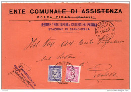 1951  LETTERA CON ANNULLO STANGHELLA   PADOVA - Segnatasse