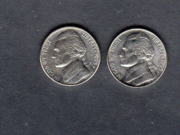 USA - Lot 2 Pièces 5 Cents "Jefferson Nickel"  1995D + P NEUF/UNC  KM.192 - 1938-…: Jefferson