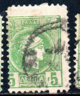 GREECE GRECIA ELLAS 1889 1891 1895 HERMES MERCURIO LEPTA 5L USATO USED OBLITERE' - Gebruikt