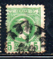 GREECE GRECIA ELLAS 1889 1891 1895 HERMES MERCURIO LEPTA 5L USATO USED OBLITERE' - Usati