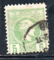 GREECE GRECIA ELLAS 1889 1891 1895 HERMES MERCURY MERCURIO LEPTA 5L USATO USED OBLITERE' - Used Stamps