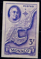 MONACO 1946 1ST DEATH ANNIVERSARY OF FRANKLIN D. ROOSEVELT STAMP IMPERF PROOF MI No 327 MNH VF!! - Varietà