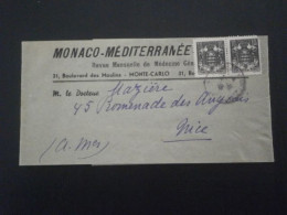 MONACO LETTRE ENVELOPPE COURRIER BANDE JOURNAL MONACO MEDITERRANEE COMPLETE NICE ALPES MARITIMES 249 - Storia Postale