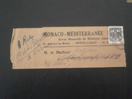 MONACO LETTRE ENVELOPPE COURRIER BANDE JOURNAL MONACO MEDITERRANEE COMPLETE NICE ALPES MARITIMES 249 - Lettres & Documents