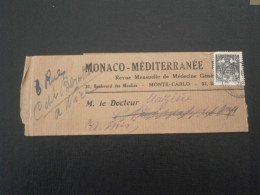 MONACO LETTRE ENVELOPPE COURRIER BANDE JOURNAL MONACO MEDITERRANEE COMPLETE NICE ALPES MARITIMES 249 - Covers & Documents