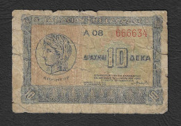 Grecia - Banconota Circolata Da 10 Dracme P-314 - 1940 #17 - Grèce