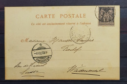 01 - 24 // France - 10c Sage Sur Carte Postale à Destination De Wadenswil - Lac De Zurich - Suisse - 1898-1900 Sage (Type III)