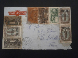 AEF LETTRE ENVELOPPE COURRIER AVION PLANE FORT LAMY MOYEN CONGO GABON TCHAD LA ROCHELLE CHARENTE MARITIME MIXTE - Storia Postale