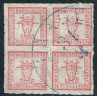 LAAGE 31/3 In Blau Auf 4/4 Shilling Rot - Meckl. Schwerin Nr. 5 A Mit PF VI Plus Weitere Abart - Mecklenburg-Schwerin