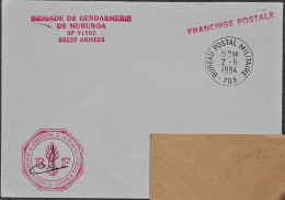 Lettre Franchise BPM 703 MURUROA Avec Cachet De Service Brigade De Gendarmerie De MURUROA 1994 - Brieven En Documenten