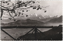 CPSM DE BOËGE  (HAUTE SAVOIE)  ERMITAGE DE N.-D. DES VOIRONS. LE MONT-BLANC VU DE LA TERRASSE - Boëge