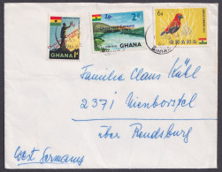 Ghana 1965, New Currency, Volta River, Fire Crowned Bishop, Letter To Germany - Ghana (1957-...)