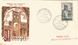 FRANCIA FDC JUMIEGES ABADIA RELIGION ARQUITECTURA - Abbeys & Monasteries