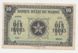 MOROCCO 10 DIX FRANCS 1944 VF+ Pick 25 - Marokko