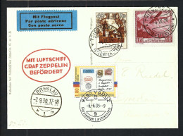 LIECHTENSTEIN Ca.1930: CP De Triesenberg, Vol "Zeppelin" De Vaduz à Breslau (Allemagne) - Storia Postale