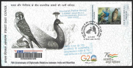 India 2023 Mauritius Joint Issue,Bird,Aves,Peocock,Mauritius Kestrel,Birds Of Prey,Registered FDC Cover (**) Inde RARE - Covers & Documents