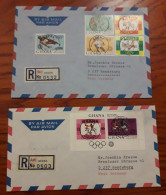 Ghana 1972, Olympic Games Munich, Set + Souv. Sheet On Reg Letters To Germany - Ghana (1957-...)