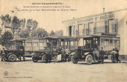 CPA  51 AUTOBUS SUR LA LIGNE MOURMELON GARE AU CAMP DE CHALONS  Voir Café Restaurant Vve Hazeaux  Très Belle - Camp De Châlons - Mourmelon